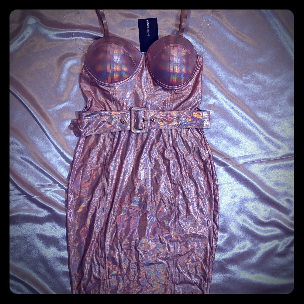 Pink iredecent mini dress